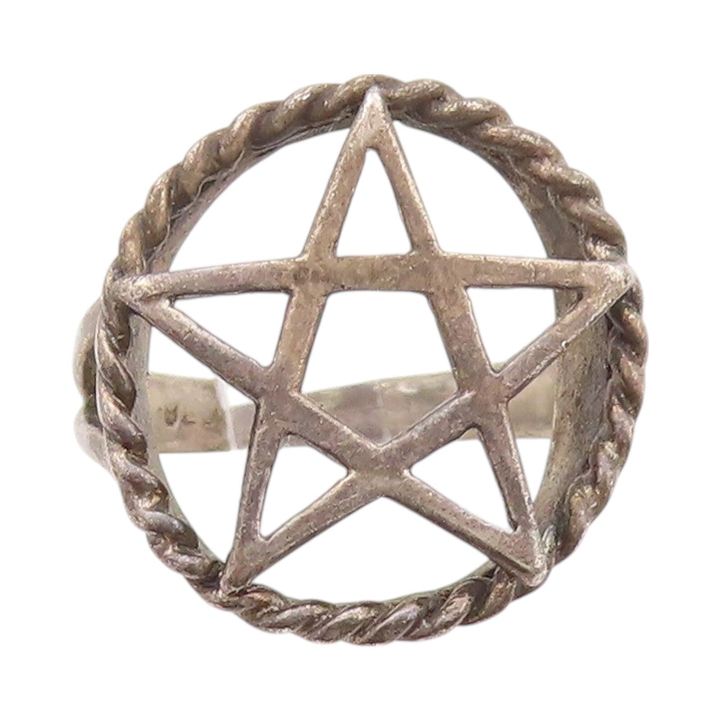 925 Sterling Silver Vintage Ring Dark Tone Masonic Star Cutout  Sz 5.5  RG32194