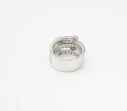 925 Sterling Silver  Cubic Zirconia Love Heart Bypass Band Ring Sz 7  RG3408