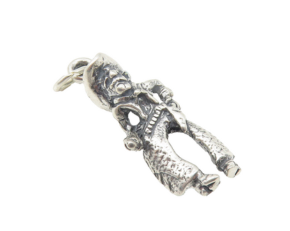 925 Sterling Silver  Vintage Petite Oxidized Cowboy Figure Drop Pendant PT8694