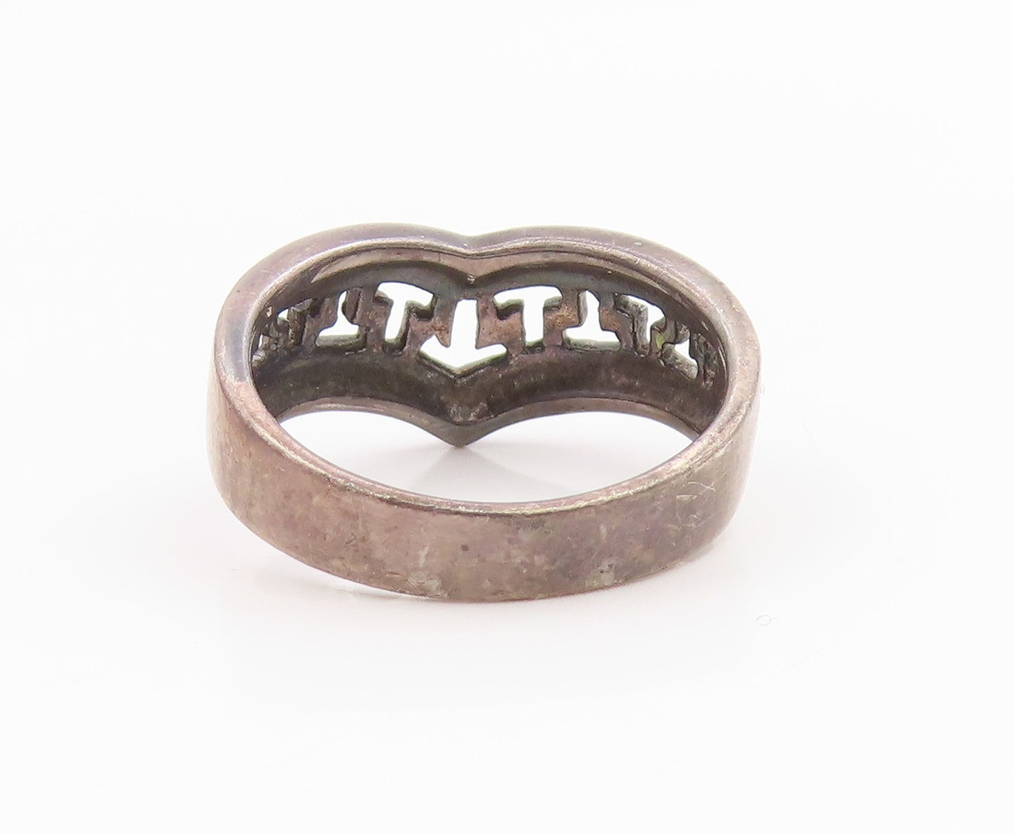 925 Sterling Silver Vintage Ring Letter T Initial Cutout Band  Sz 8  RG35701