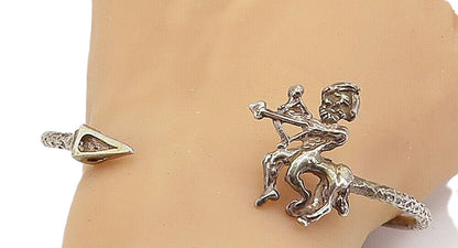SHEBA 925 Silver  Vintage Antique Centaur Bow & Arrow Cuff Bracelet  BT2674