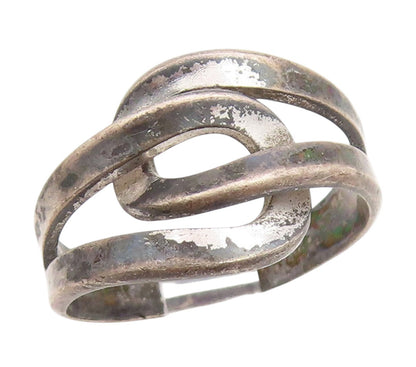 925 Sterling Silver Vintage Ring BEAU Intertwined Love Knot Band  Sz 7  RG34802