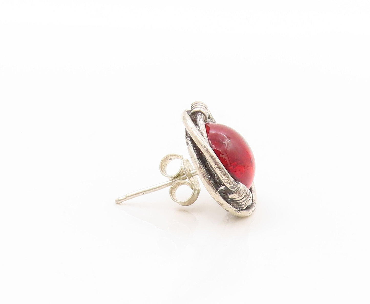 925 Sterling Silver Vintage Earrings Cabochon Framed Gemstone  EG13394