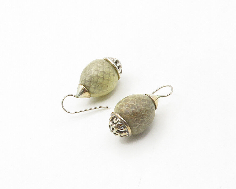925 Sterling Silver  Vintage Hollow Shiny Flower Detail Drop Earrings  EG8757