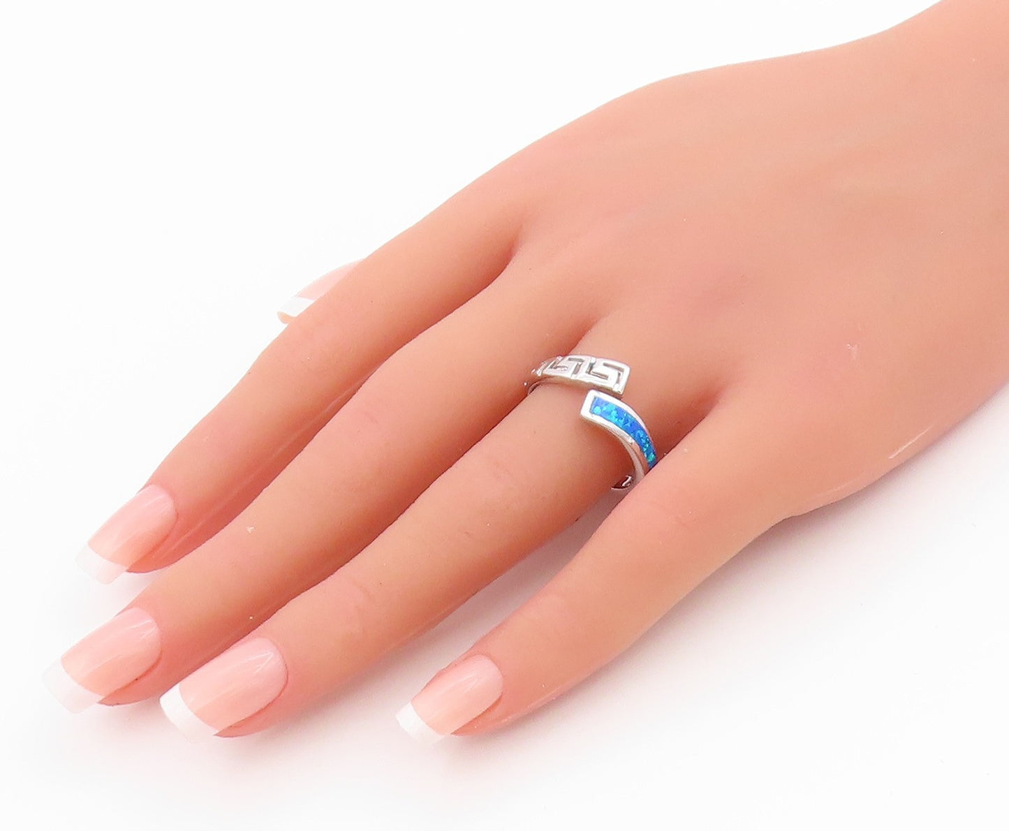 925 Sterling Silver Vintage Ring Designer Fire Opal Maze Key Cut  Sz 10  RG33209