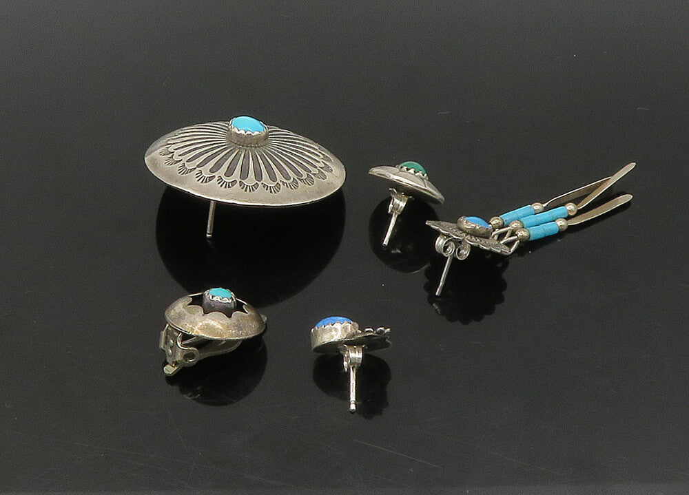 ZUNI NAVAJO 925 Sterling Silver Vintage Multi Stone Lot Single Earrings EG11263