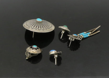 ZUNI NAVAJO 925 Sterling Silver Vintage Multi Stone Lot Single Earrings EG11263