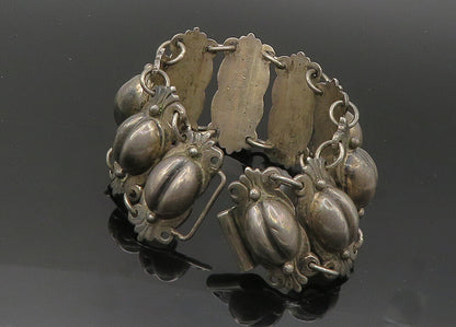 JUAREZ PRIETO 925 Silver  Vintage Antique Coffee Bean Chain Bracelet  BT8288