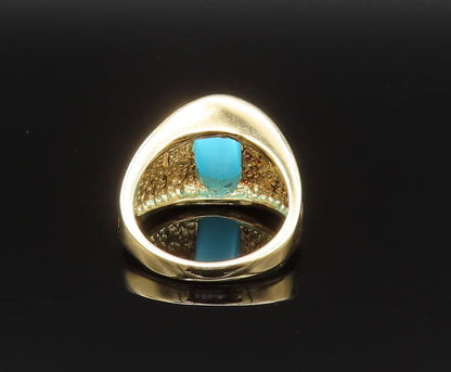 925 Sterling Silver  Vintage Gold Plated Blue Cat Eye Ring Sz 6.5  RG25559