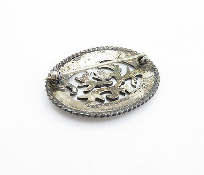 MEXICO 925 Sterling Silver  Vintage Dark Tone Etched Bird Brooch Pin  BP1823