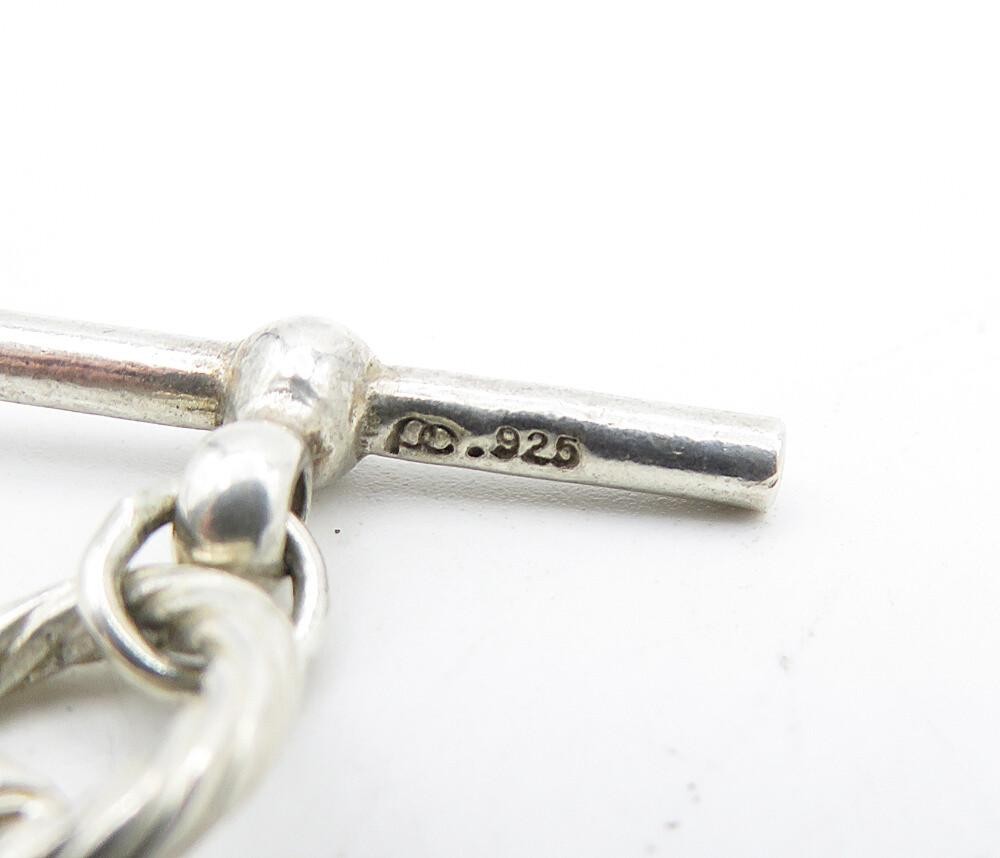 925 Sterling Silver  Vintage Round Twist Circle Link Chain Bracelet  BT1478