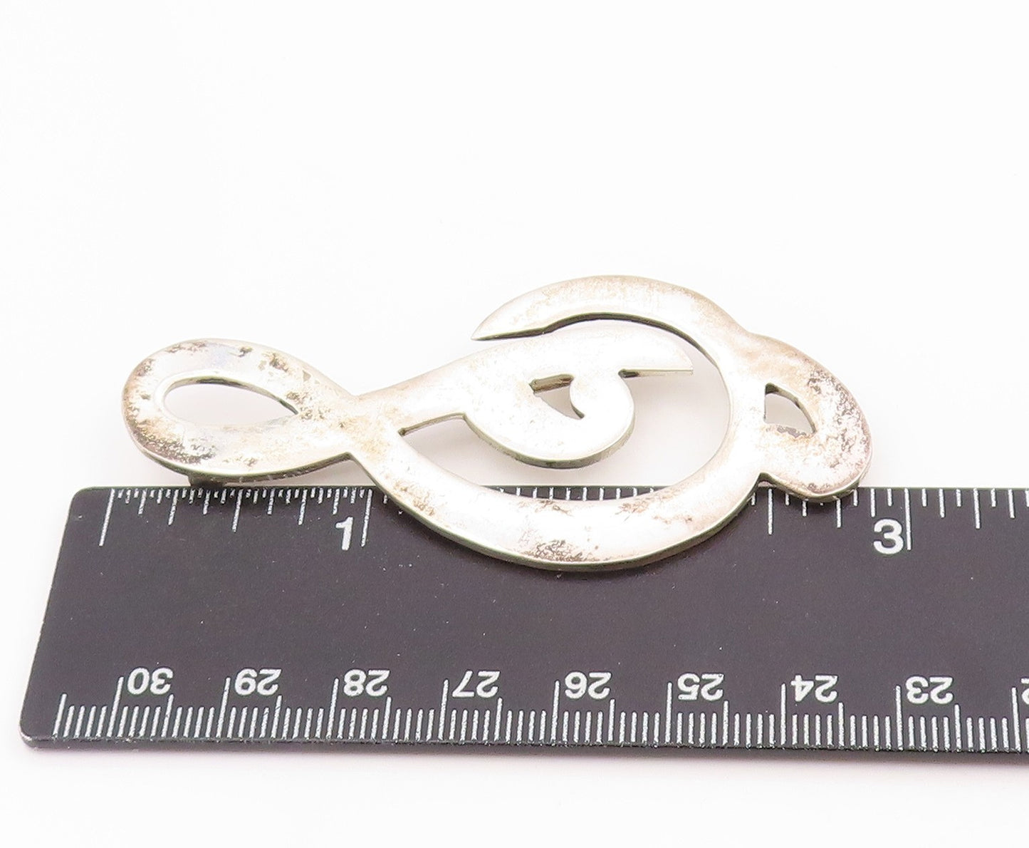 925 Sterling Silver Vintage Brooch Pin MEXICO Minimalist Musical Note  BP12494