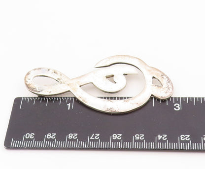 925 Sterling Silver Vintage Brooch Pin MEXICO Minimalist Musical Note  BP12494