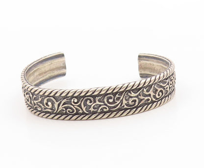 925 Sterling Silver Vintage Bracelet CAROLYN POLLACK Rope & Scrolls Cuff BT11764