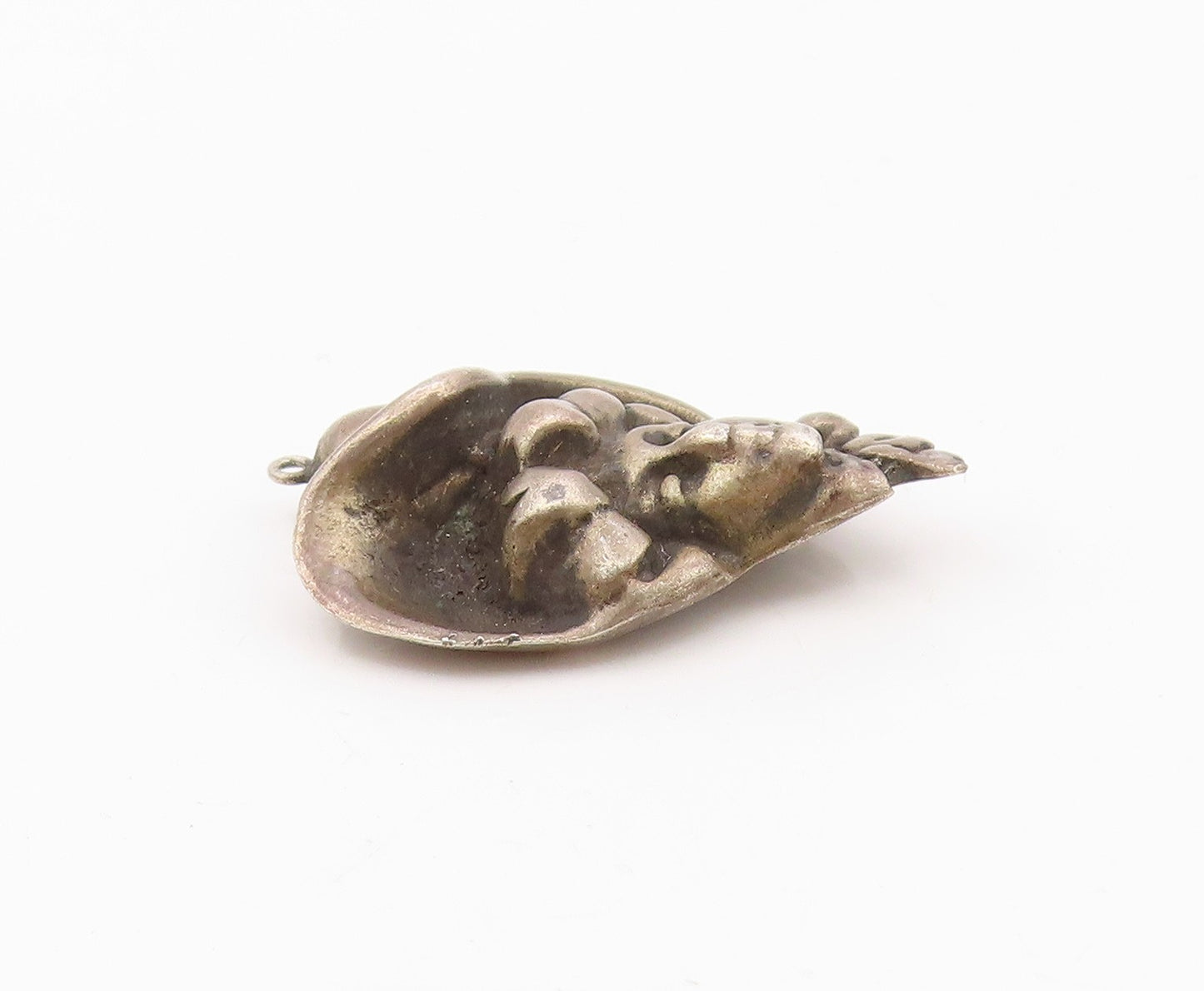 925 Sterling Silver  Vintage Antique Woman In Hat Dark Tone Pendant  PT16189