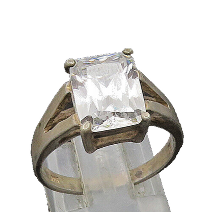 925 Sterling Silver  Vintage Cubic Zirconia Split Shank Band Ring Sz 8 RG21198
