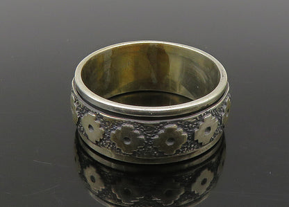 925 Sterling Silver  Vintage Two Tone Patterned Spinner Ring Sz 10  RG23259