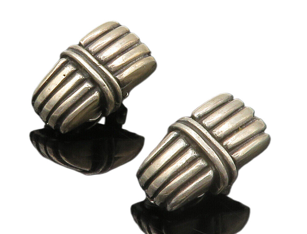 925 Sterling Silver  Vintage Linear Design Non Pierce Drop Earrings  EG7660