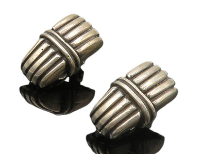 925 Sterling Silver  Vintage Linear Design Non Pierce Drop Earrings  EG7660