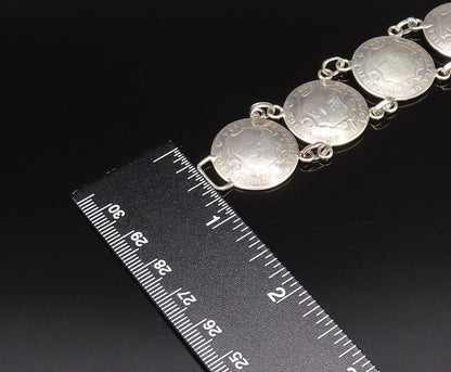 925 Sterling Silver  Vintage Costa Rica Crest Coin Chain Bracelet  BT9706