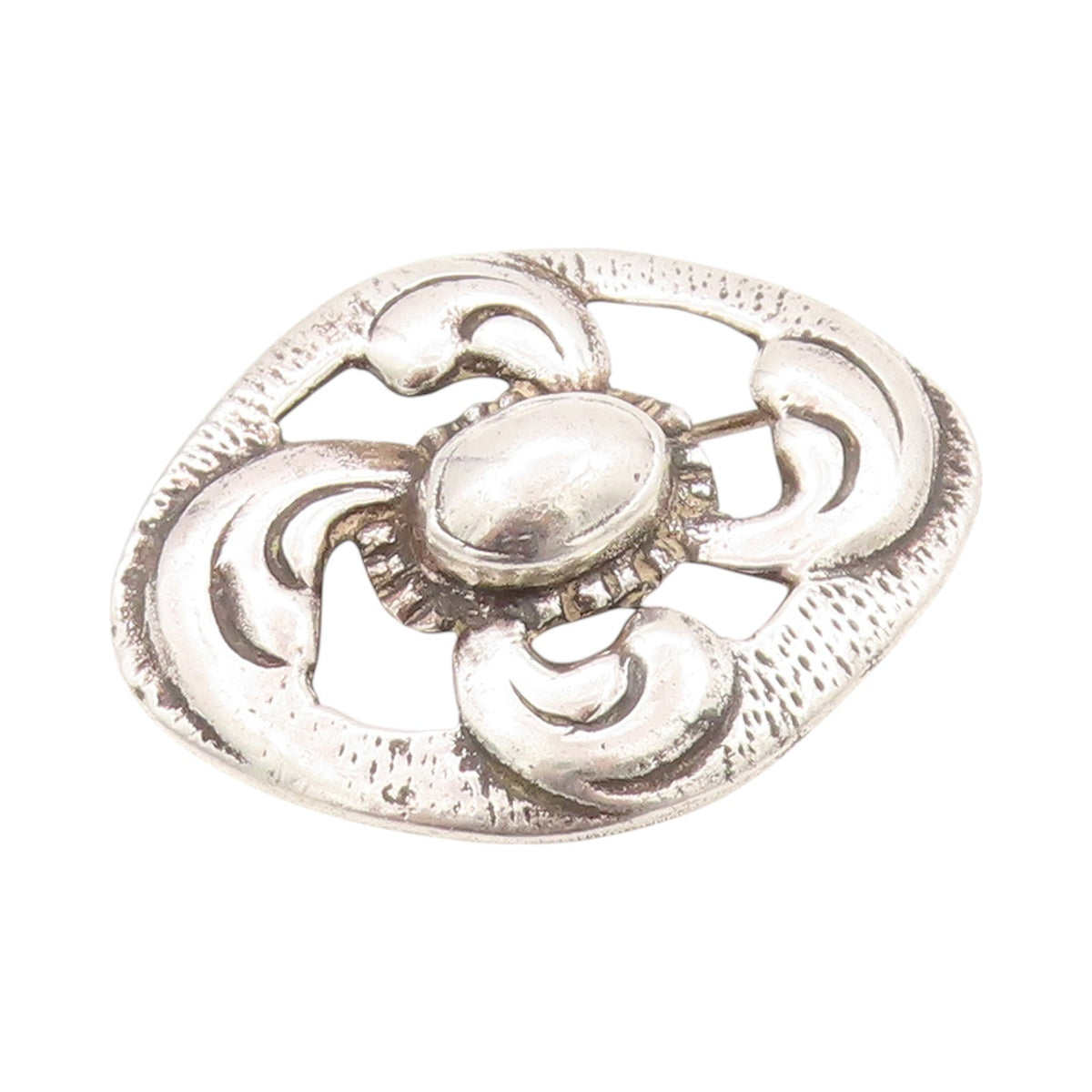 925 Sterling Silver Vintage Brooch Antique Brutalist Cutout Flower  BP11587