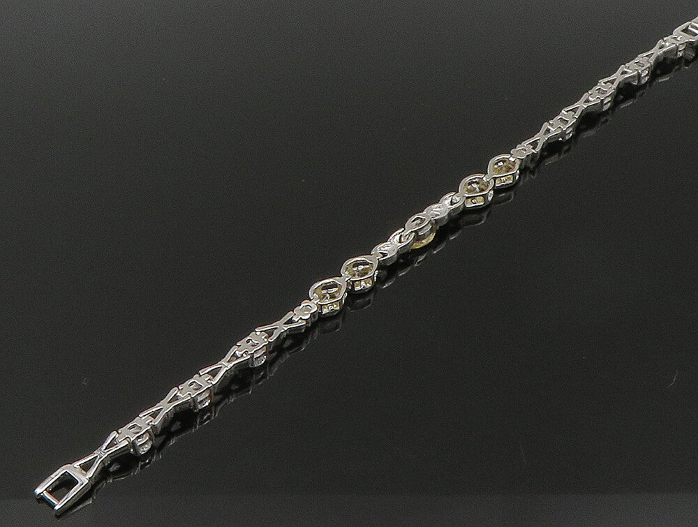 925 Sterling Silver  Faceted Citrine & Topaz Tennis Bracelet  BT1162