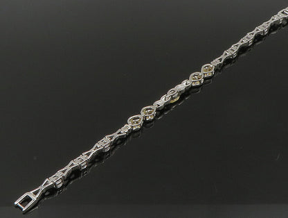 925 Sterling Silver  Faceted Citrine & Topaz Tennis Bracelet  BT1162