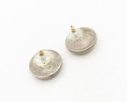 925 Sterling Silver  Vintage Shiny Round Button Drop Earrings  EG9713