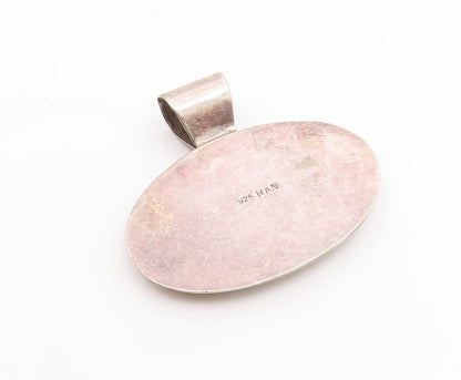 925 Sterling Silver  Vintage Diamond Shaped Mother Of Pearl Pendant  PT9403