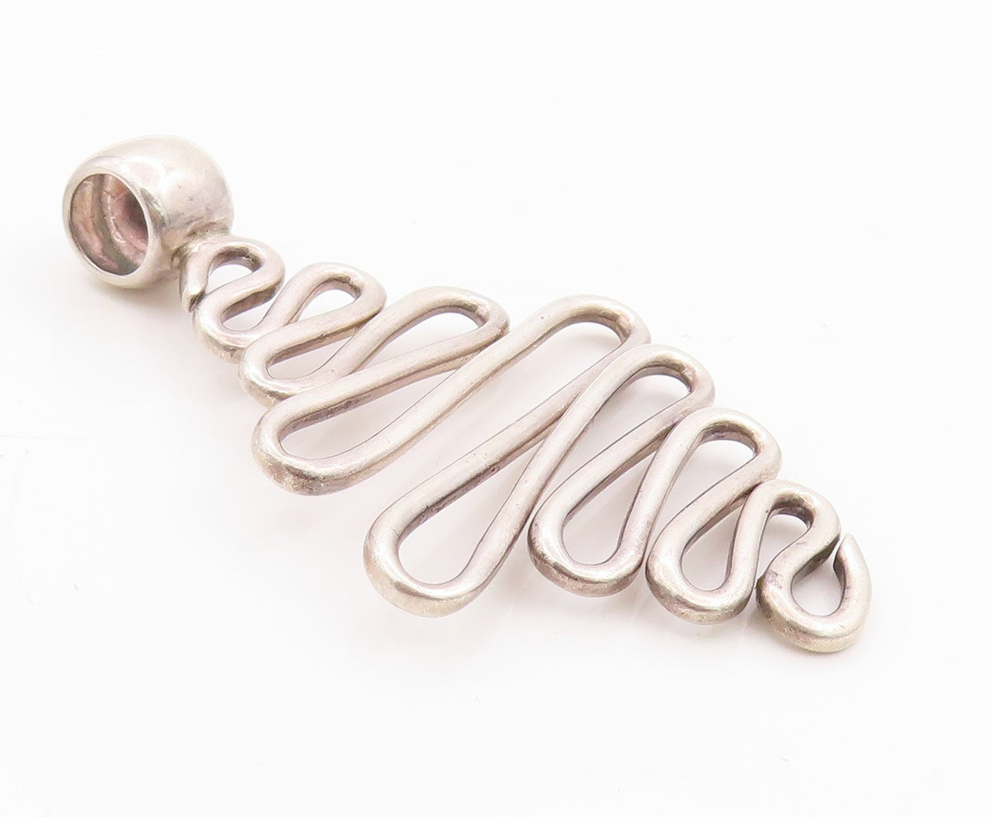 925 Sterling Silver Vintage Pendant MEXICO Modernist Wavy Design Cutout  PT24644