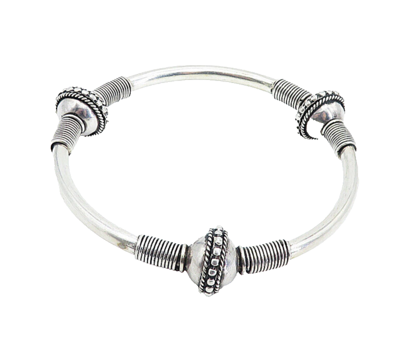 925 Sterling Silver  Vintage Twist Wrapped Design Bangle Bracelet  BT2494