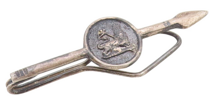 925 Sterling Silver Vintage Tie Clip DENMARK Etched Classic Lion Emblem  TR3955