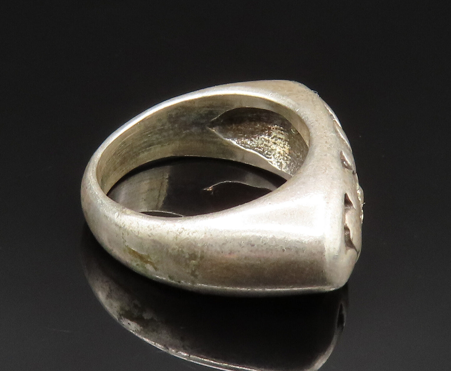 925 Silver  Vintage Cubic Zirconia Accented Cobblestone Ring Sz 5  RG24991