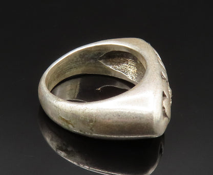 925 Silver  Vintage Cubic Zirconia Accented Cobblestone Ring Sz 5  RG24991