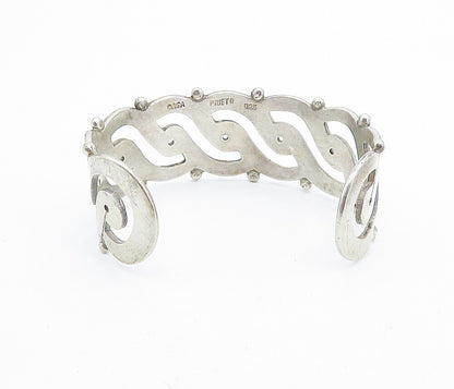 PRIETO 925 Sterling Silver Vintage Open Swirl Design Cuff Bracelet BT2777