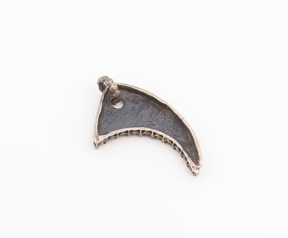 925 Sterling Silver Vintage Pendant Classic Textured Horned Moon Charm  PT26515