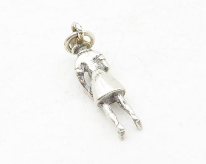 925 Sterling Silver  Vintage Petite Woman In Dress Drop Pendant  PT10081
