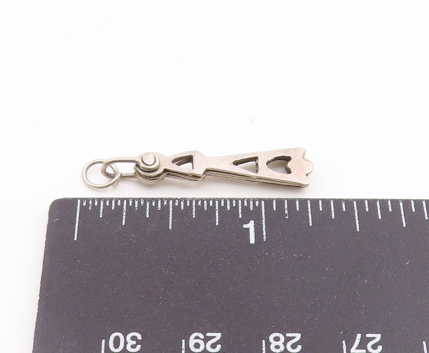 925 Silver  Vintage Triangle Cutout Folding Fan Pendant OPENS  PT21082