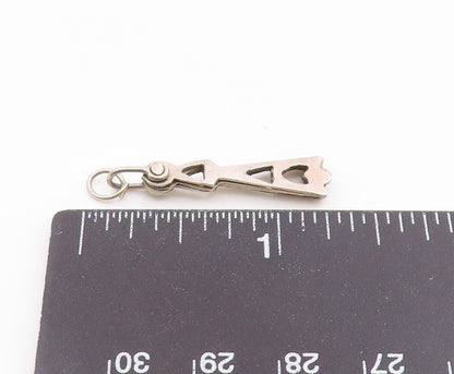 925 Silver  Vintage Triangle Cutout Folding Fan Pendant OPENS  PT21082