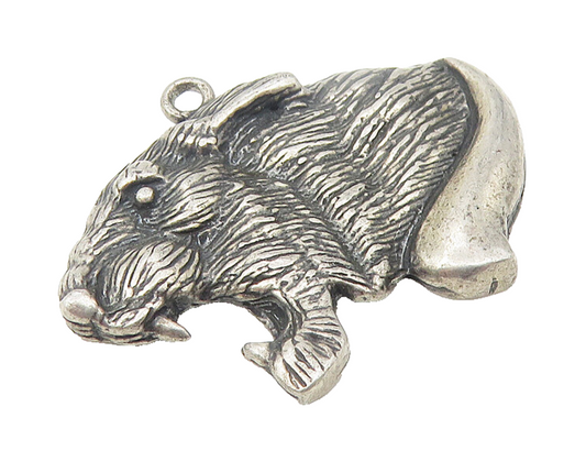 925 Sterling Silver  Vintage Dark Tone Wild Cat Open Mouth Pendant  PT9121