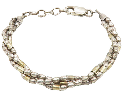 925 Sterling Silver  Vintage Multi Strand Beaded Twist Chain Bracelet  BT6192