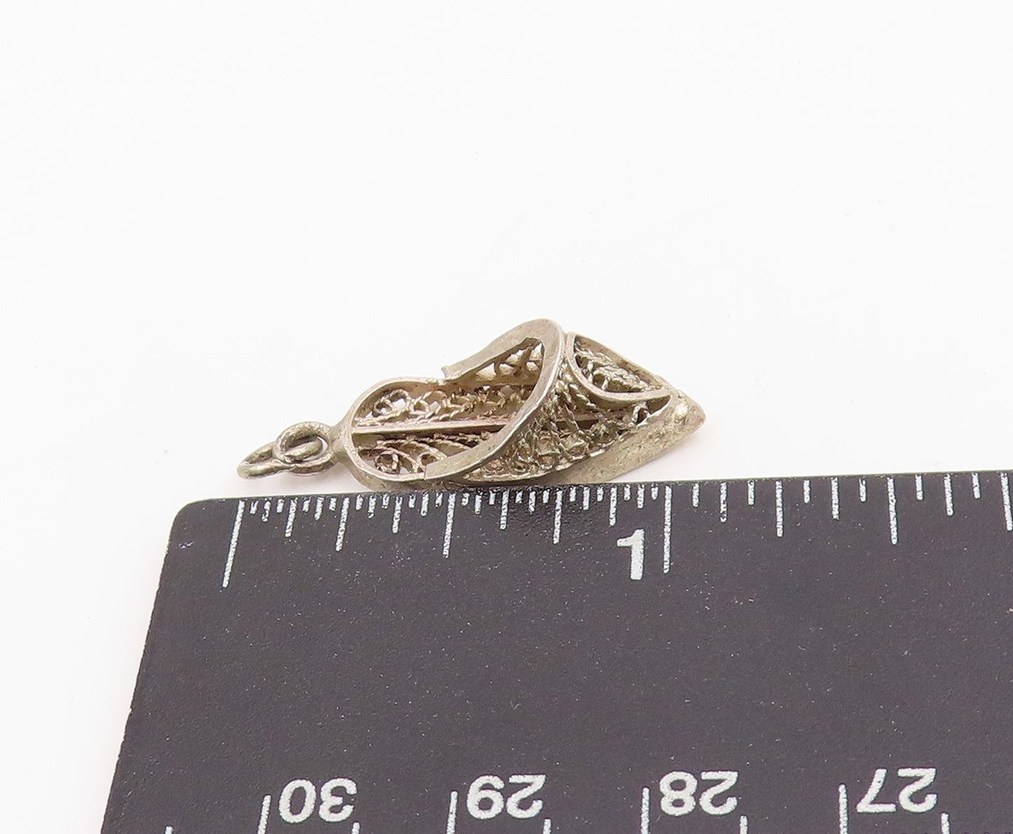 925 Sterling Silver Vintage Pendant Filigree Cinderella Slipper Charm  PT25179