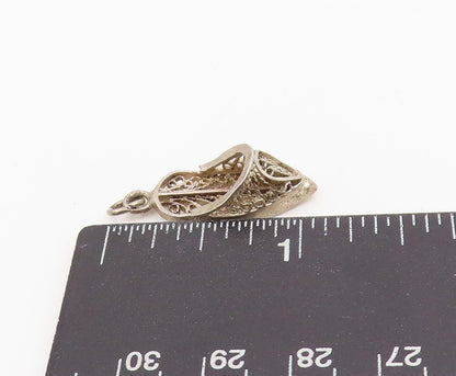925 Sterling Silver Vintage Pendant Filigree Cinderella Slipper Charm  PT25179