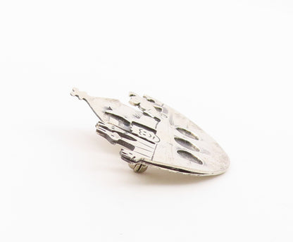 MEXICO 925 Sterling Silver  Vintage Noah's Arc Oxidized Brooch Pin  BP5040