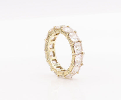 925 Sterling Silver Vintage Ring Gold Plated Square Cut CZ 360 Band Sz 8 RG28422