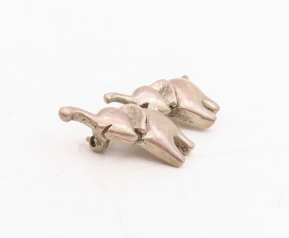 925 Sterling Silver Vintage Brooch Happy Mini Cutout Baby Elephants BP11477