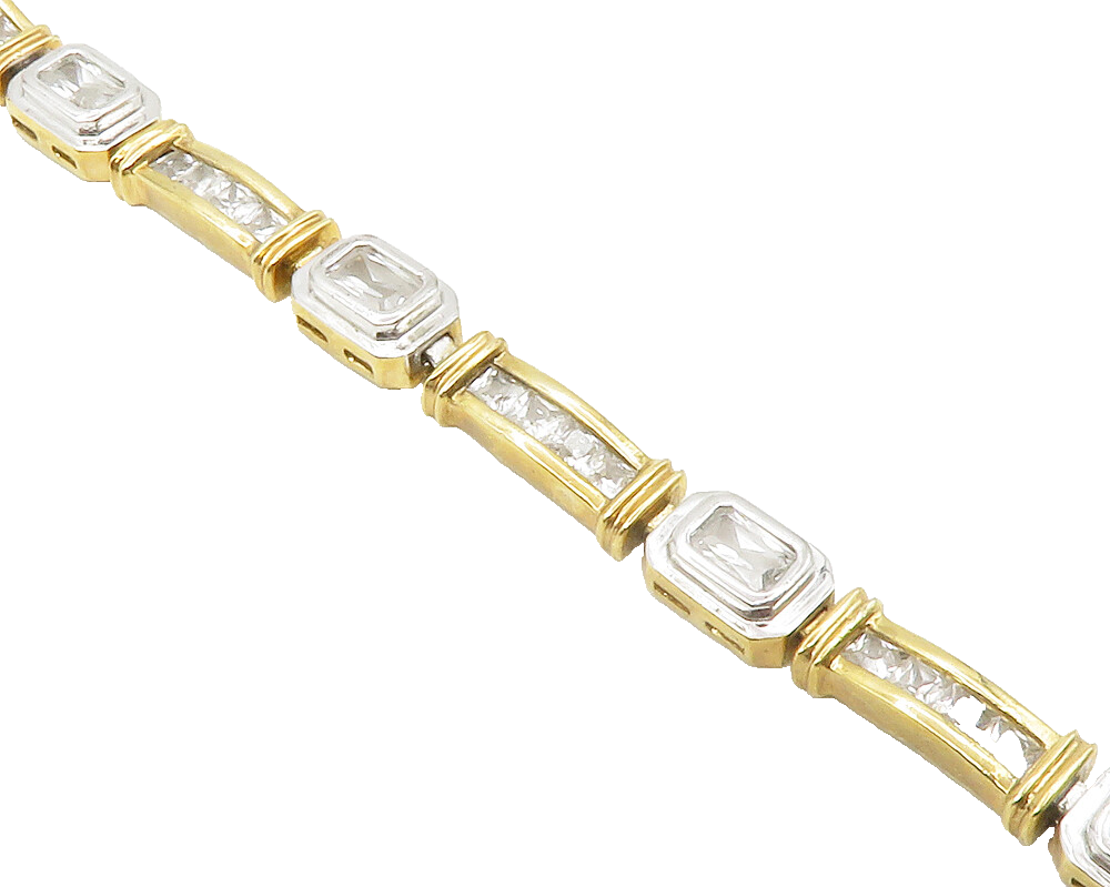 ROSS SIMON 925 Silver  Cubic Zirconia Shiny Gold Plated Chain Bracelet  BT5704