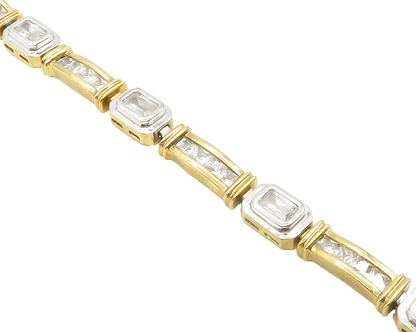 ROSS SIMON 925 Silver  Cubic Zirconia Shiny Gold Plated Chain Bracelet  BT5704