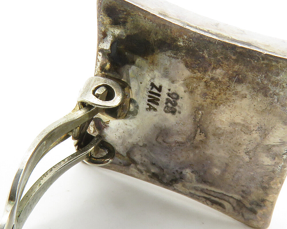 ZINA 925 Sterling Silver  Vintage Dark Tone Square Non Pierce Earrings  EG8815