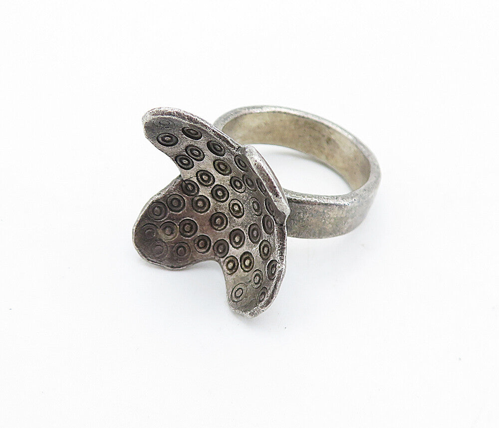 925 Sterling Silver  Vintage Antique Floral Design Band Ring Sz 5.5  RG7021